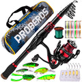 Combo de Caña y Carrete de Pesca - Combos de Cañas y Carretes - Caña de Pescar Telescópica de Fibra de Carbono de 1.8M/5.9FT con Combo de Carrete Giratorio 2000 - Kit de Cañas de Pesca para Lubina en Agua Dulce